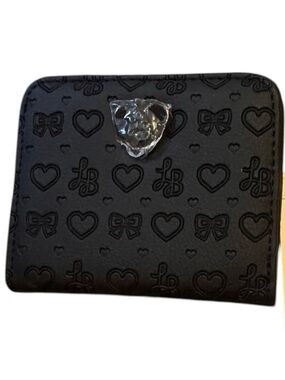 Betsey Johnson Luv Betsey Black Heart Bow Wallet Card Holder NWT
